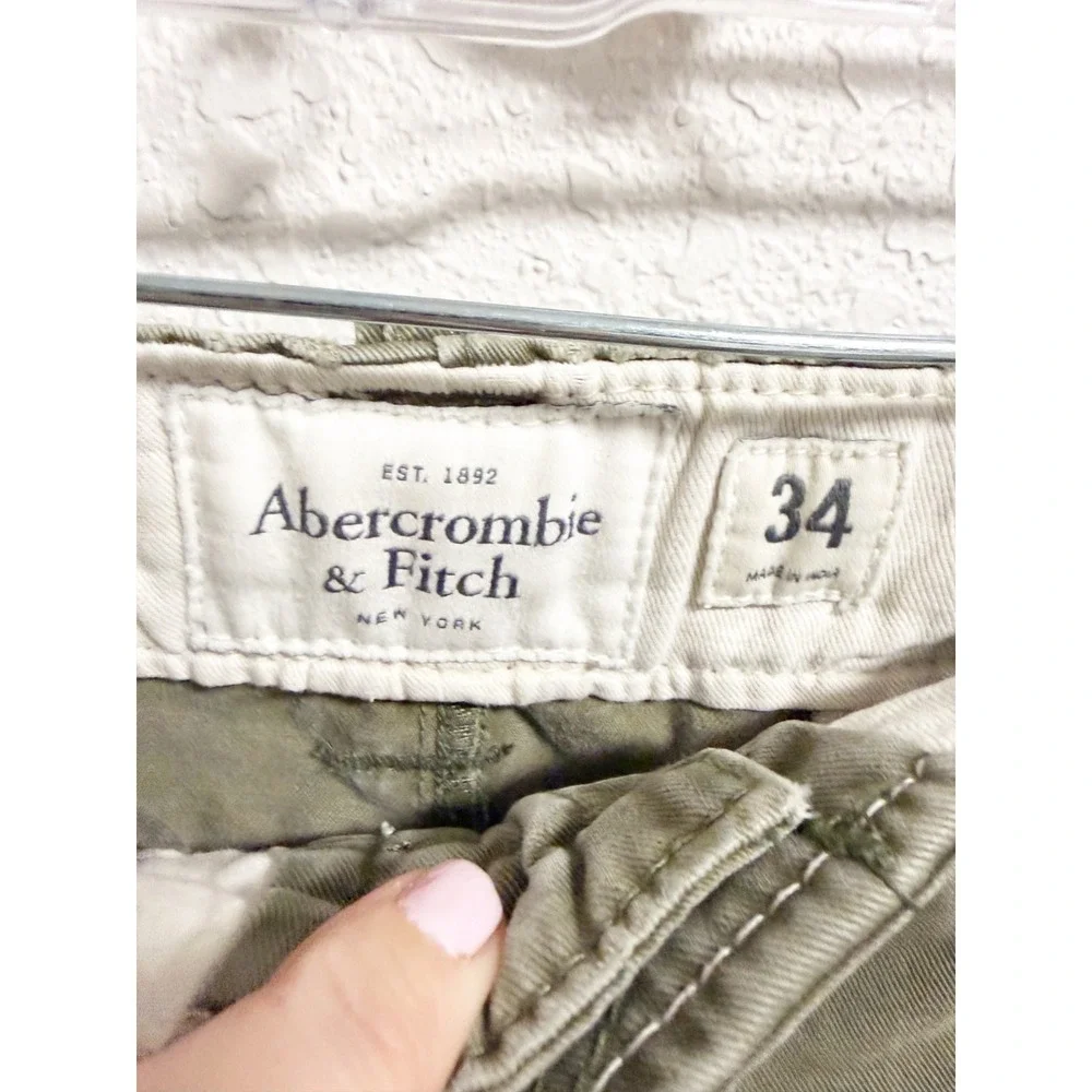 Abercrombie & Fitch Y2K‎ Mens Camo Cargo Shorts Utility Button Fly Green Sz 34